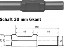 Projahn Flachmeiel400/32 Schaft 30 mm 6-kant Hitachi/Makita