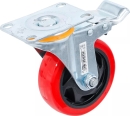 BGS Diy Lenkrolle mit Bremse rot/schwarz  100mm